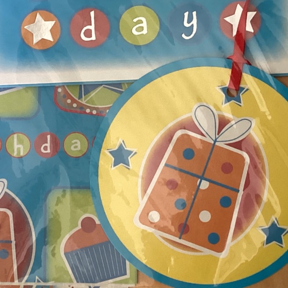 Birthday GiftWrap + Card Tissue Ribbon +Tag COMPLETE MATCHING SET Girl Boy Adult - Picture 6 of 8